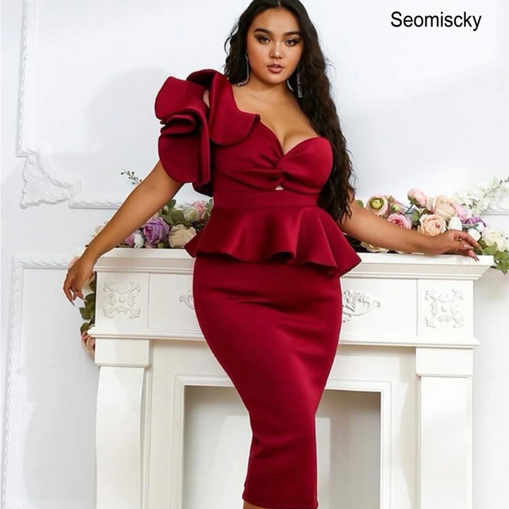 SHEIN Marron/Red Formal Dress